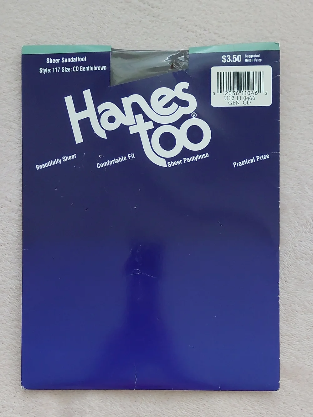 Vintage HANES TOO Sheer Sandalfoot Gentlebrown Size CD Pantyhose NWT